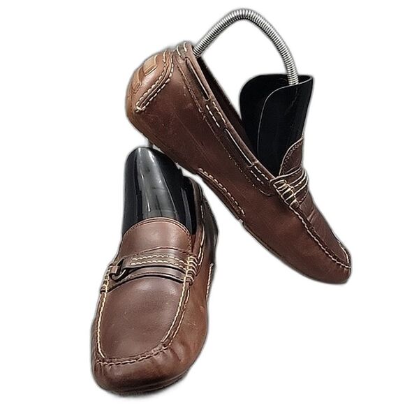 Frye West Ring Soft Brown Leather Slip-On Driver Loafers- Men\'s Size 10 US